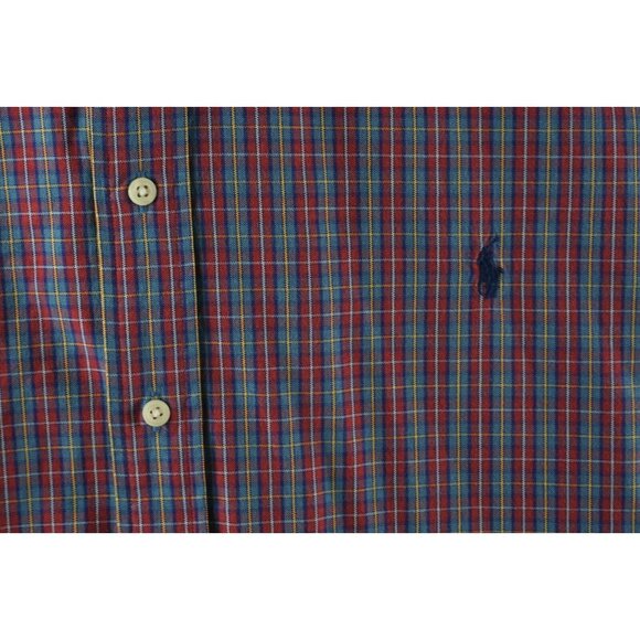 Ralph Lauren Men's 3XB Long Sleeve Blue Red Plaid Oxford Pony Button Down Shirt - Picture 5 of 9